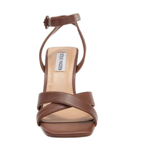 NWT Steve Madden “Renley” block heel ankle strap sandal  in Brown leather Size 1 - Picture 3 of 10